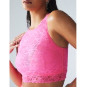 Savage Fenty hot pink lace workout set size small